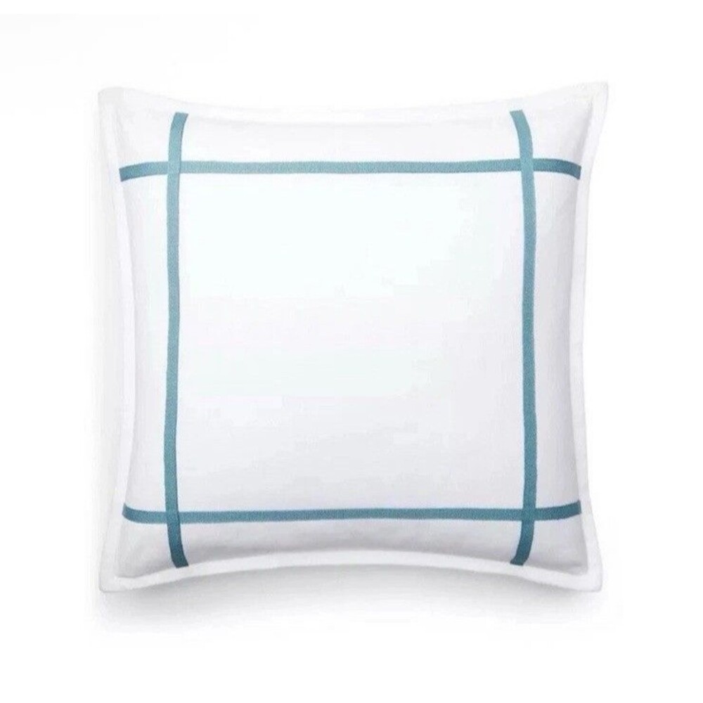Lauren Ralph Lauren Eden Frame Throw Pillow Applique Border White 18”x18”